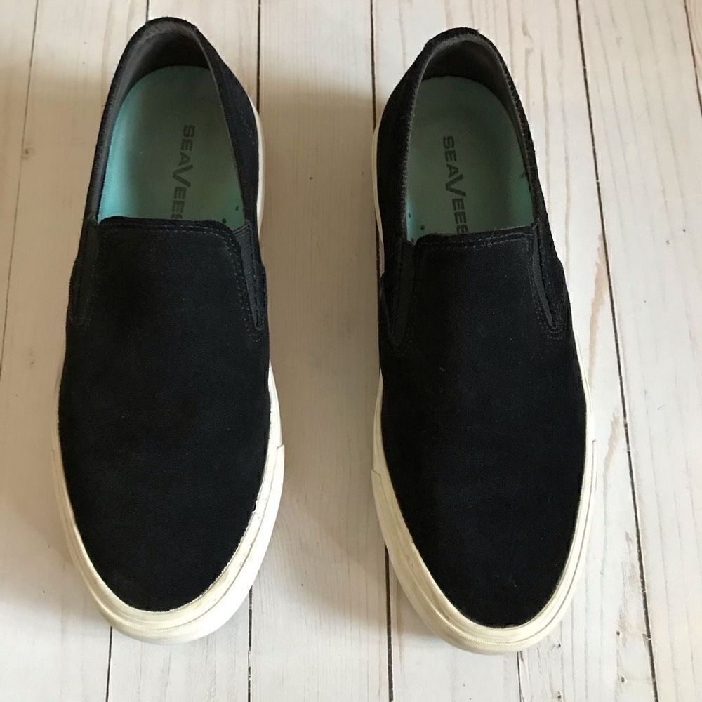 SeaVees Baja Platform Size 8.5 slip on black suede shoes comfortable